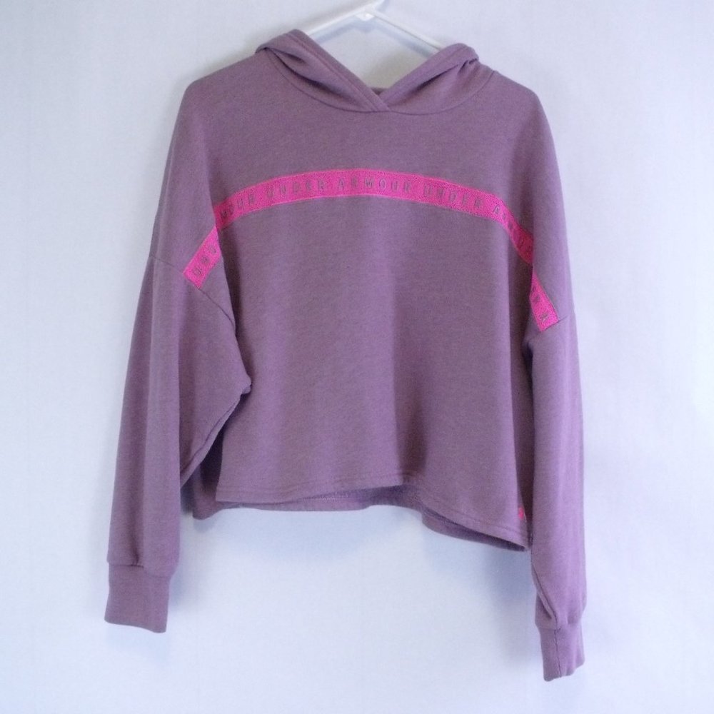 Under Armour Purple Taped Fleece Crop Hoodie Large